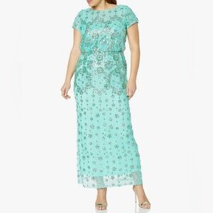 NWT Brianna Jade Sequin Formal Beaded Dress Size Womens 20W